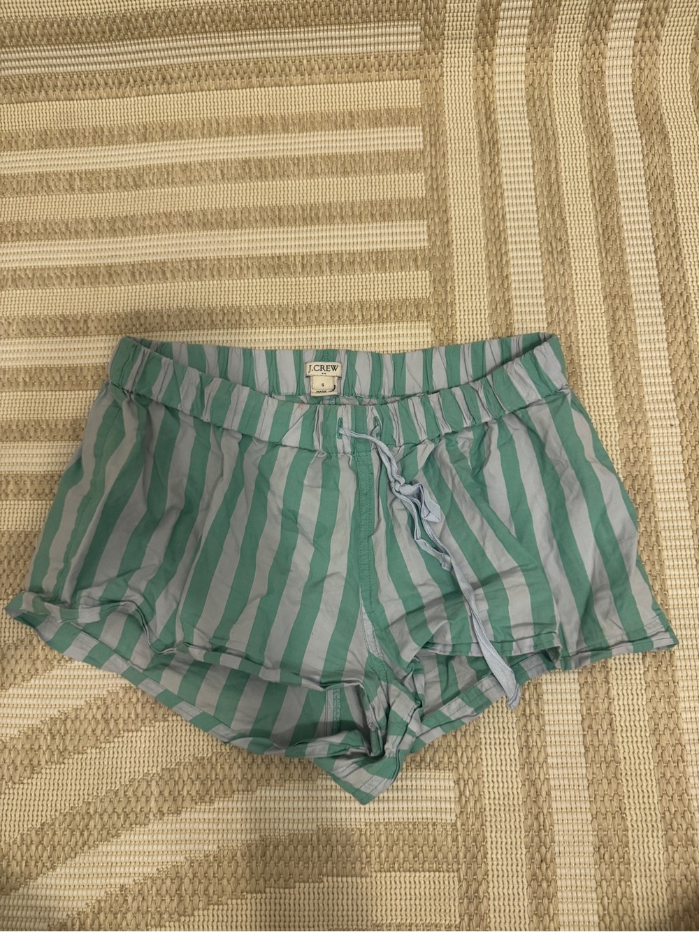 J. Crew Mint and Light Blue Striped Sleep Shorts